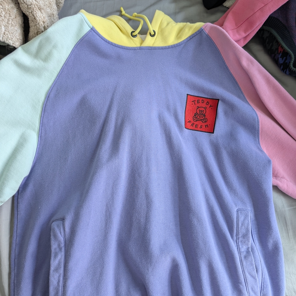 Teddy Fresh Colorblock Hoodie - Purple, Pink, Yellow, Mint
